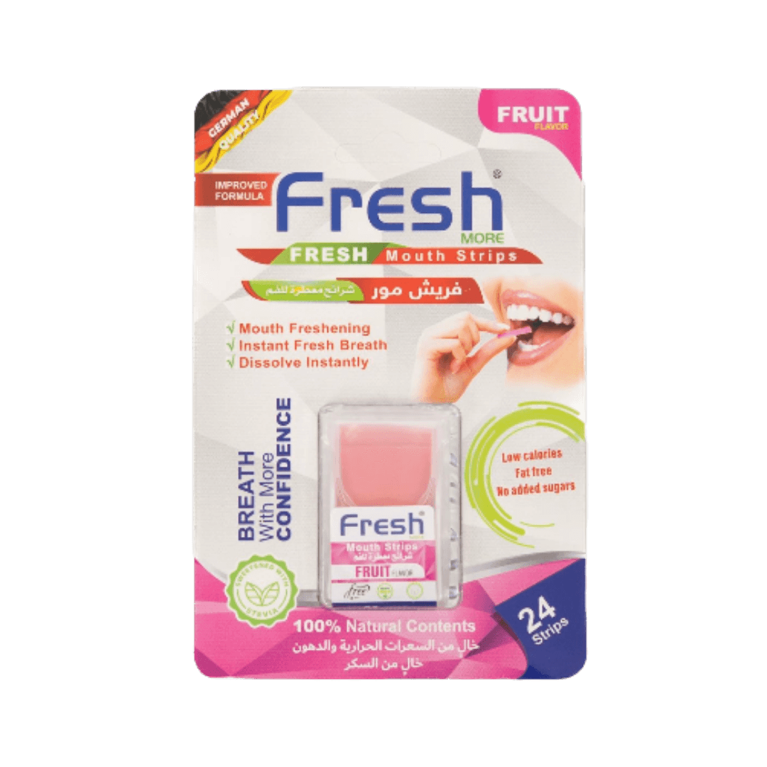 Fresh Fruit Flavor Mouthwash, 24 Strips | فريش شرائح منعشة للفم بطعم الفواكه - 24 شريحة